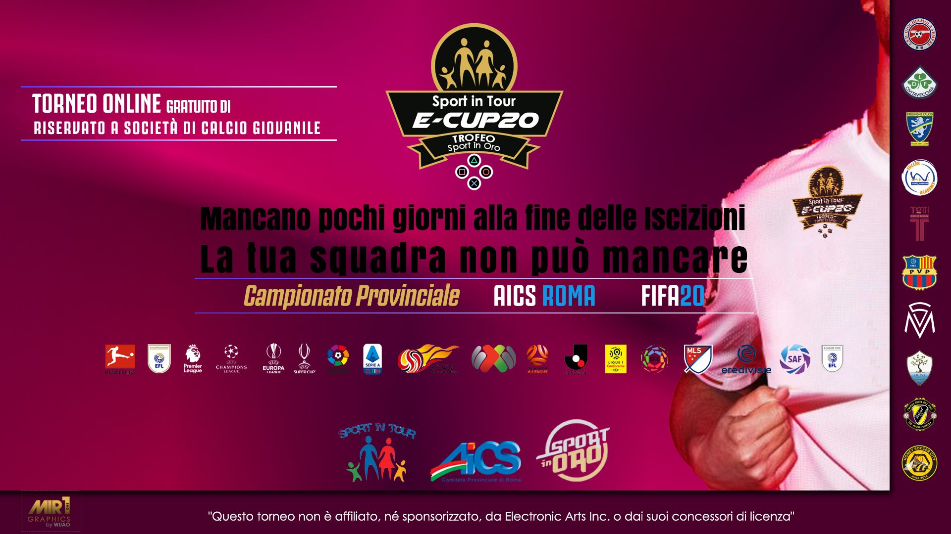 CALCIO, TORNEO ON LINE GRATUITO DI FIFA20 “TROFEO SPORT IN ORO”
