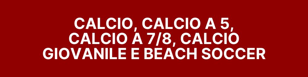 CALCIO, CALCIO A 5, CALCIO A 7/8, CALCIO GIOVANILE E BEACH SOCCER