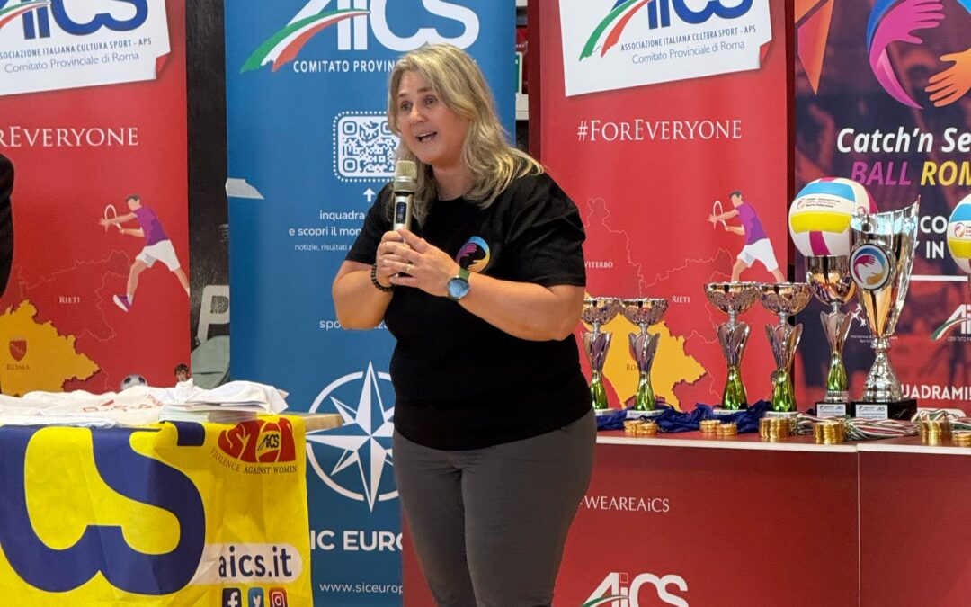 Monica Zibellini Presidente AiCS Roma, Coordinatrice Nazionale AiCS Catch’n Serve Ball: “Catch’n Serve Ball, lo sport che unisce e trasforma la società”